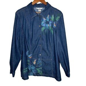 Napa Valley Floral Denim Jacket Sz‎ 1X